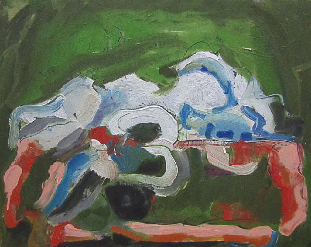 Joanna Karatzas, "Still Hares" 2012. Oil on linen. Photo by Claire Lambe