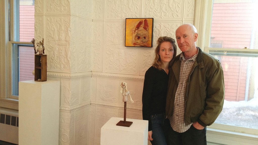 Galen and Dan Green with their artwork in the Roos Arts exhibition space. Dan & Galen Green