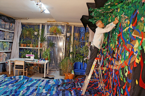 Todd Knoff working on his installation Todd Knoff working on his installation