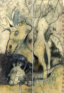 Loel Barr, Mutation, 2014, 10 x 15”, mixed media & encaustic. Loel Barr Mutation. 10x15ish, mixed media and encaustic