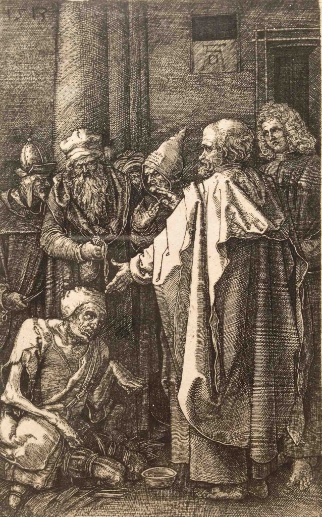 Albrecht Durer, “St. Peter and St. John Healing the Cripple,” 1513. Engraving.