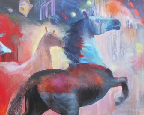 1. Fall of the Empire 40 x 60 inches acrylic, pastel canvas 2014-Detail