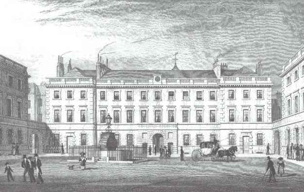 St. Bartholomew’s Hospital, 19th Century view of the north wing from the hospital square.