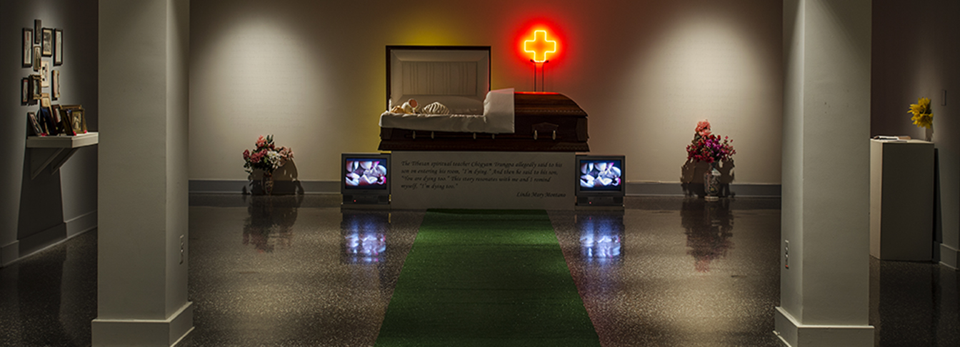 Installation view of Linda Mary Montano: The Art/Life Hospital at The Dorsky Museum. Photo by Bob Wagner. 